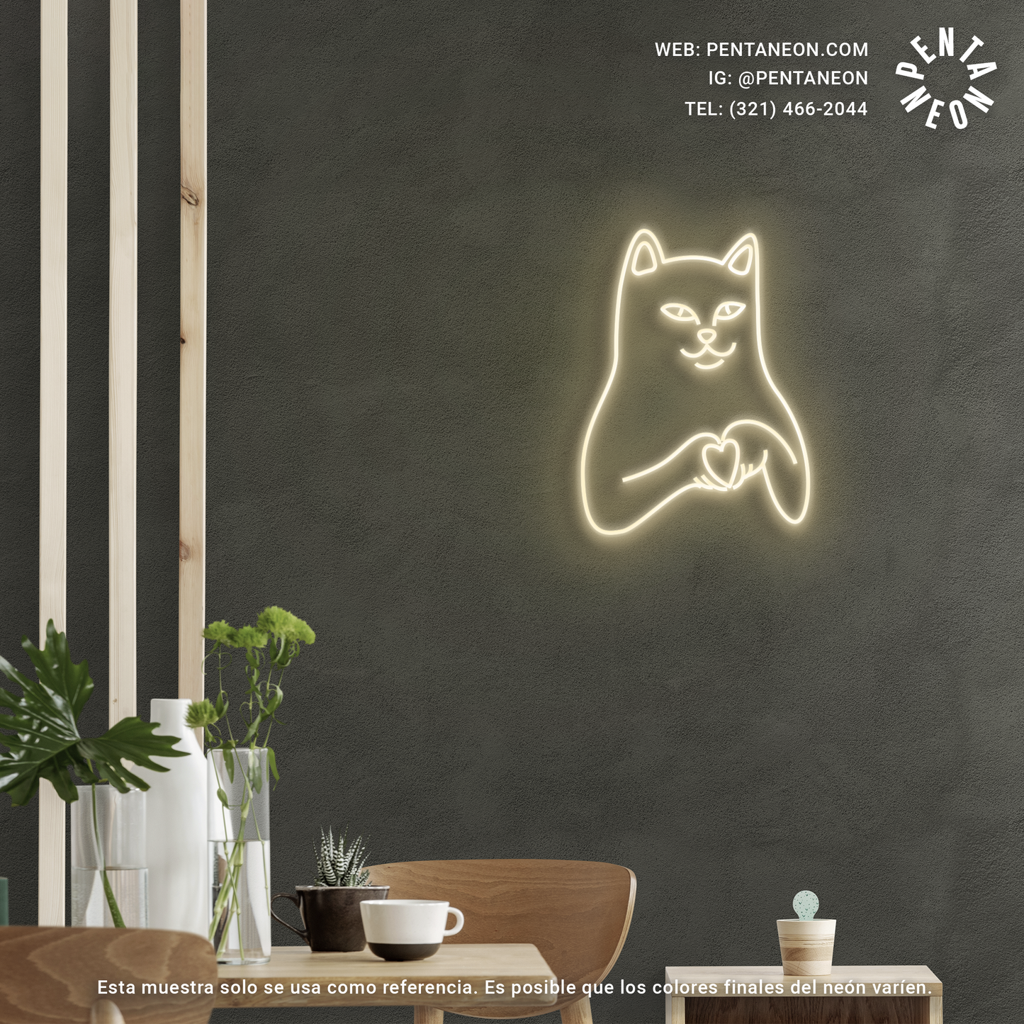 Cat Heart Icon en Neón LED