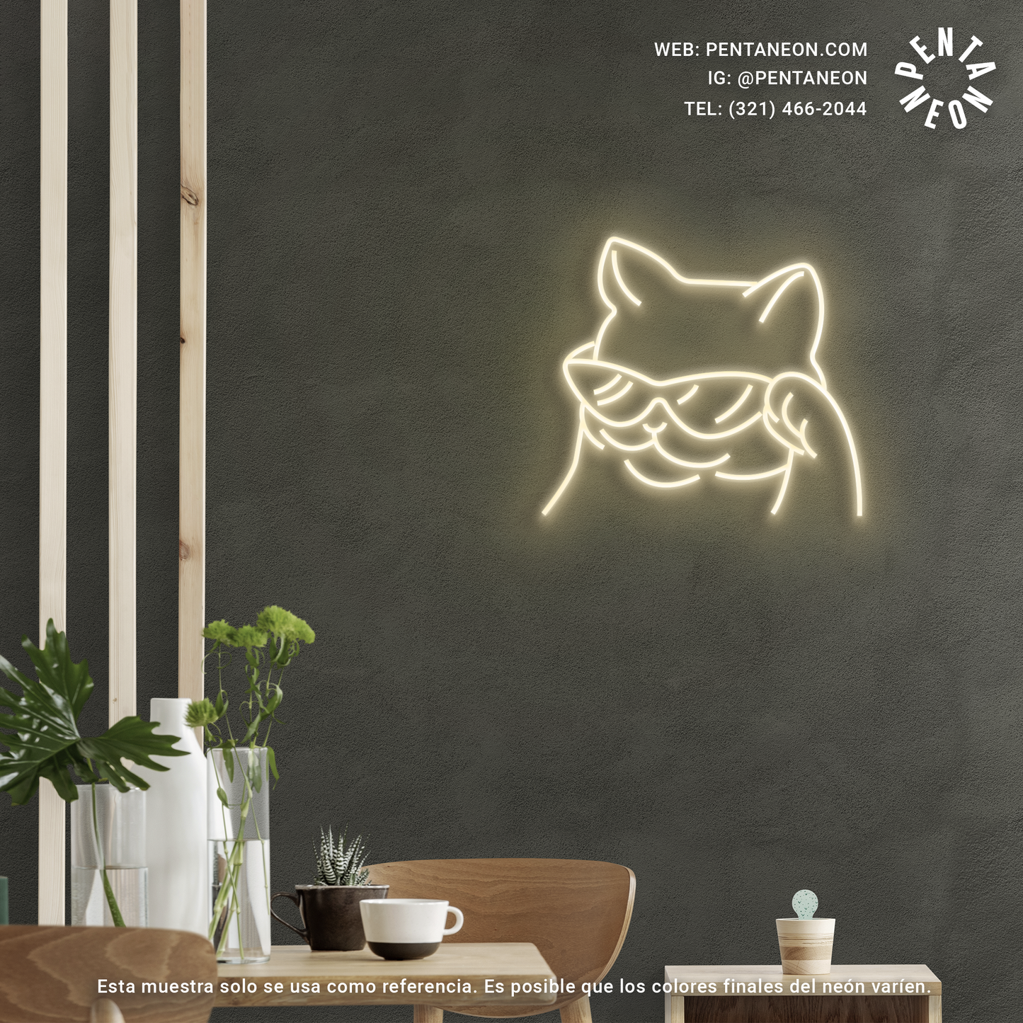 Gato Cool en Neón LED