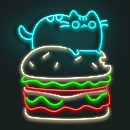 Cat Burger Cute en Neón LED