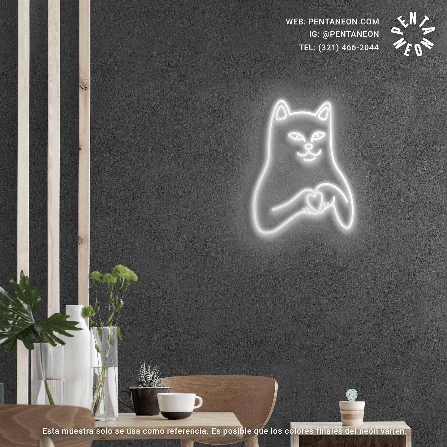 Cat Heart Icon en Neón LED