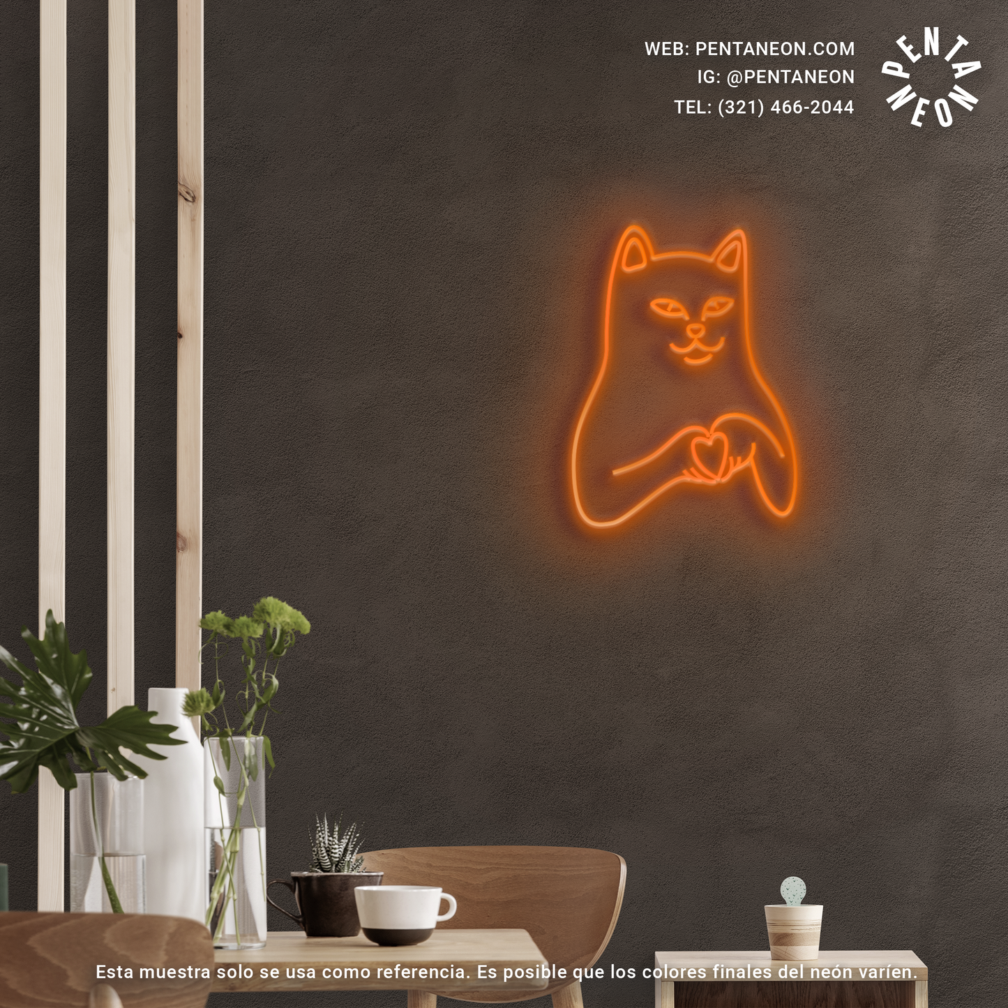 Cat Heart Icon en Neón LED