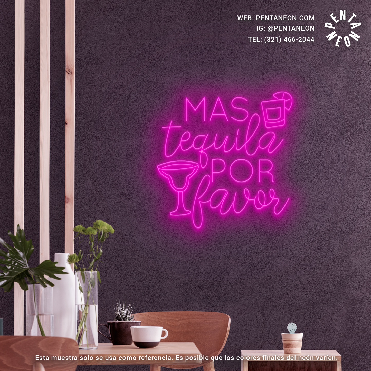 Mas tequila por favor en Neón LED