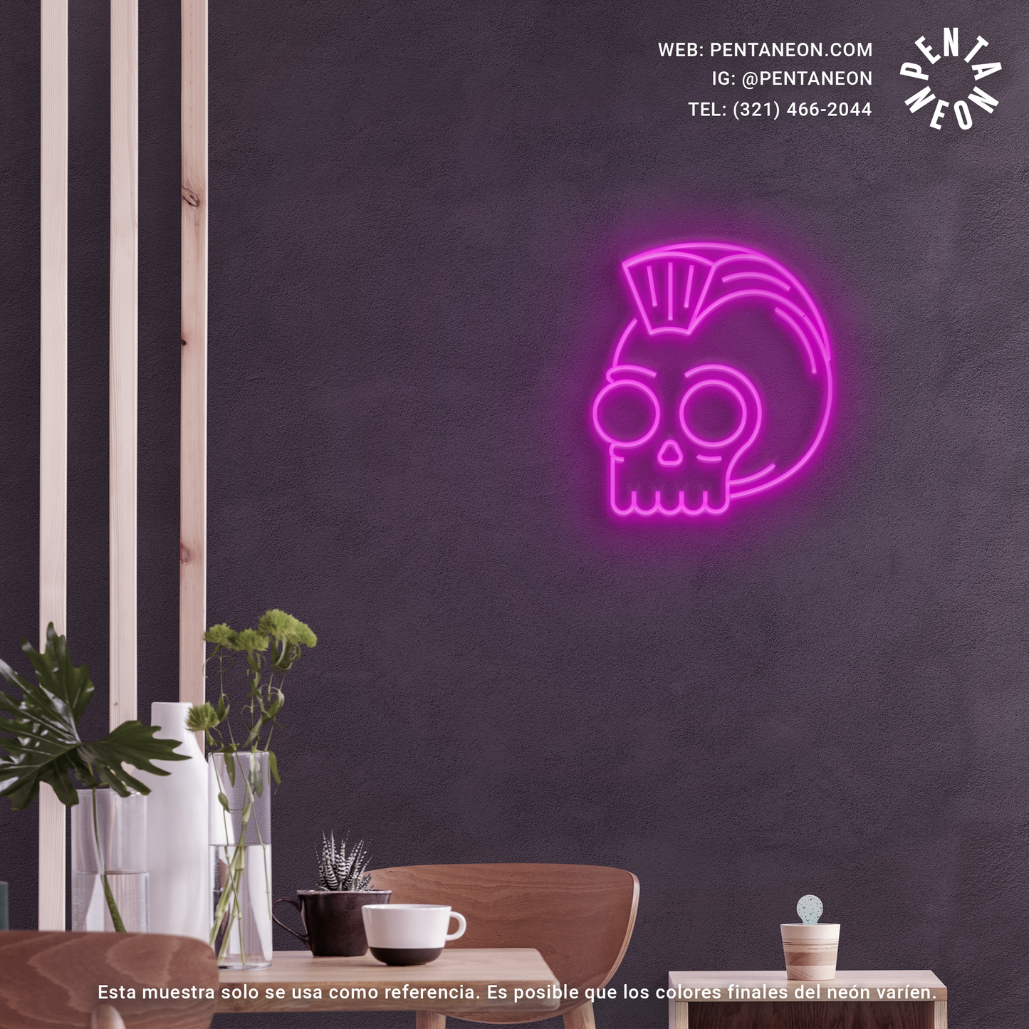 Calavera Punk en Neón LED