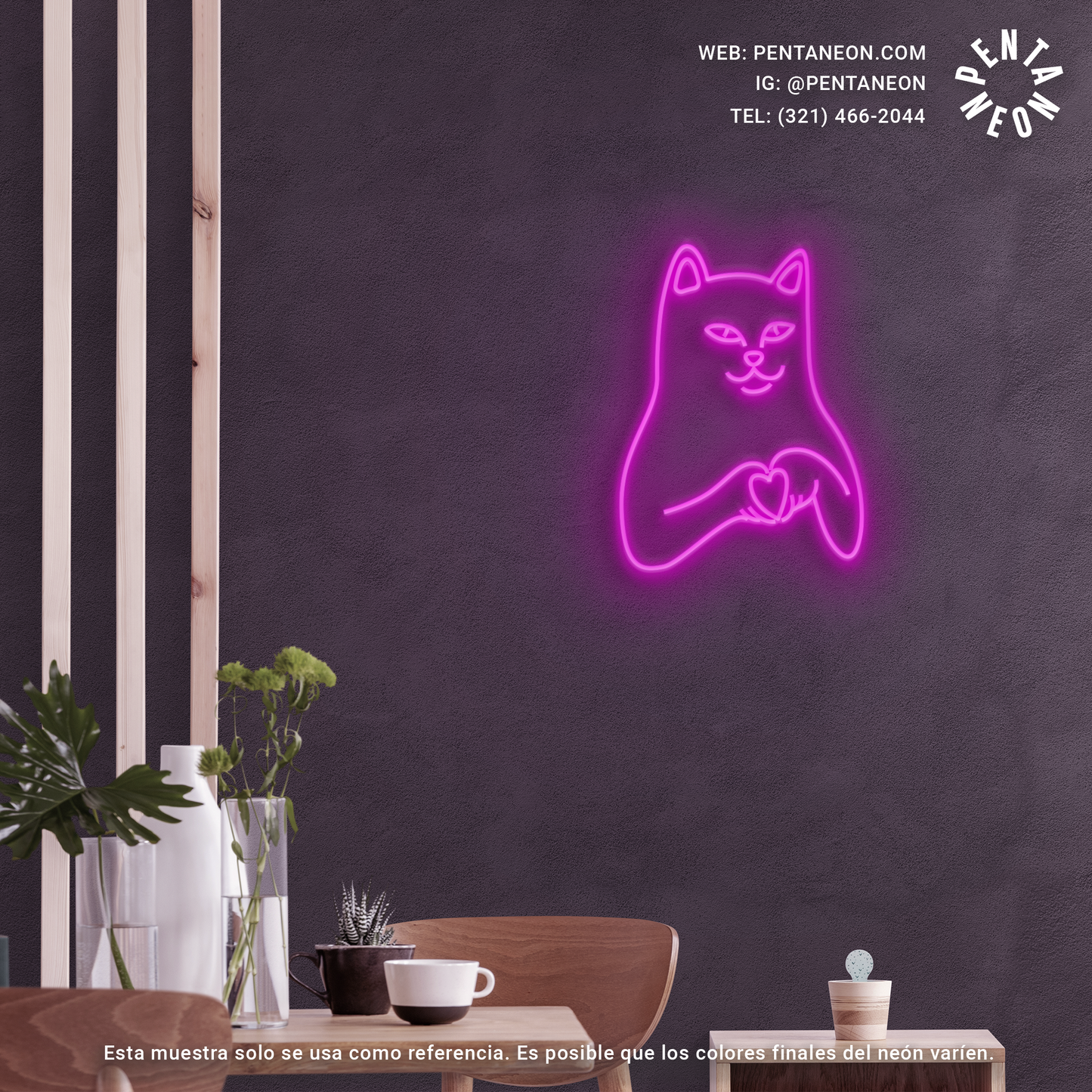 Cat Heart Icon en Neón LED