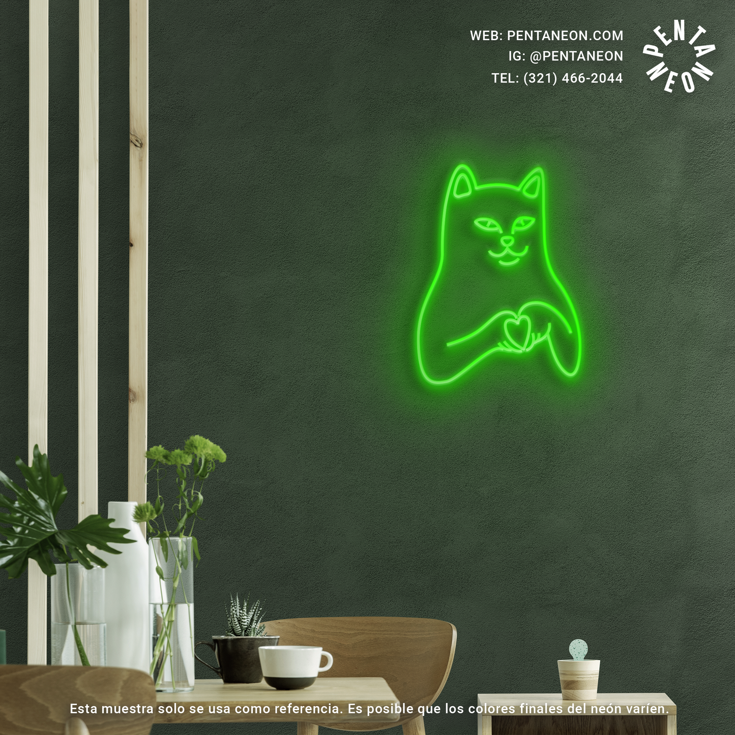 Cat Heart Icon en Neón LED