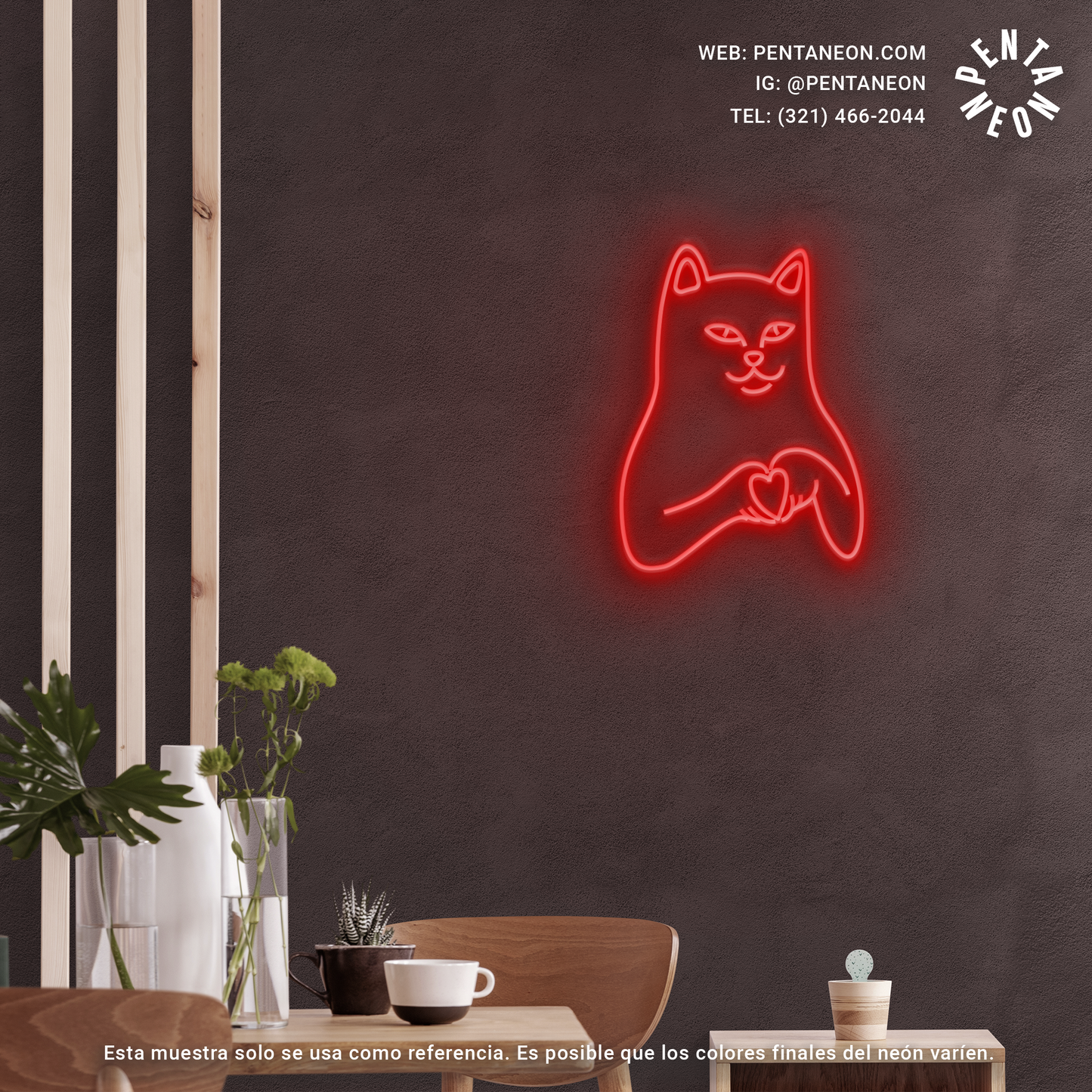 Cat Heart Icon en Neón LED