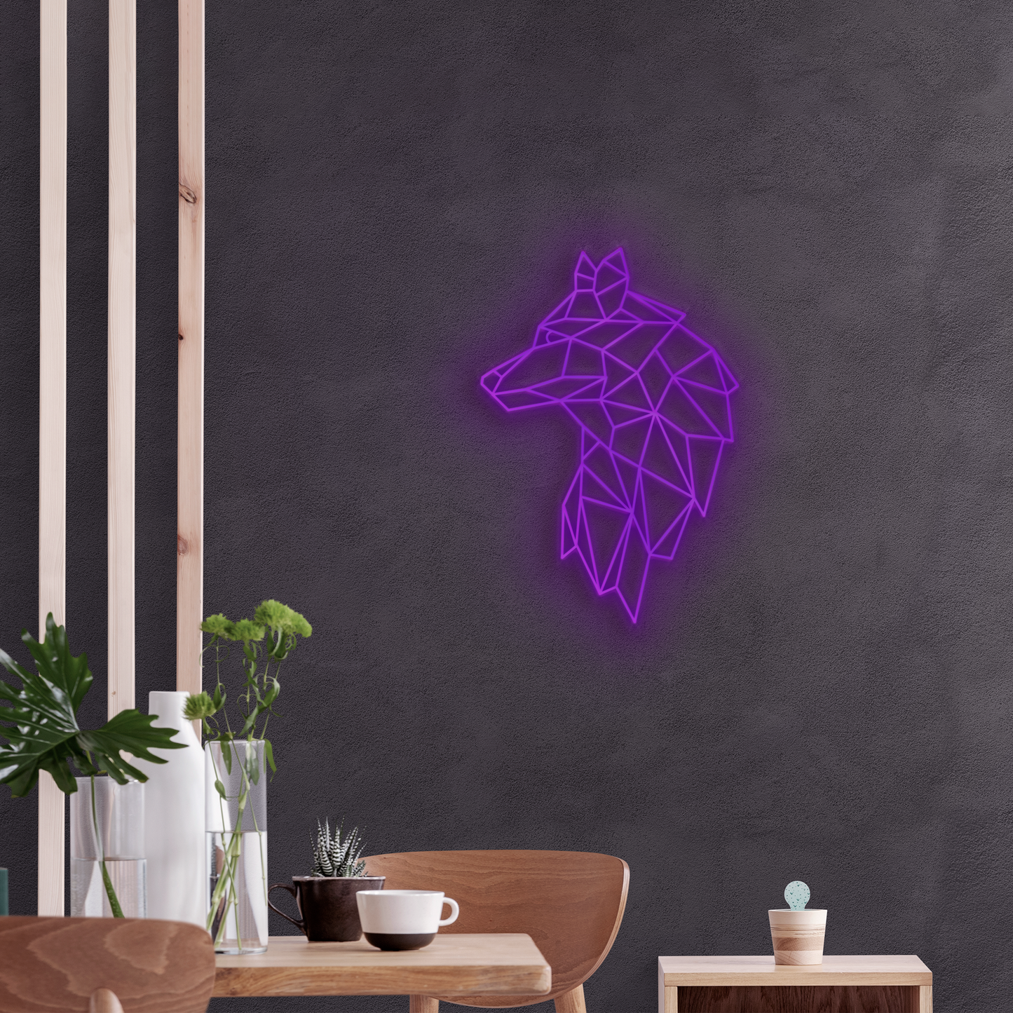 Neón LED Lobo geometrico