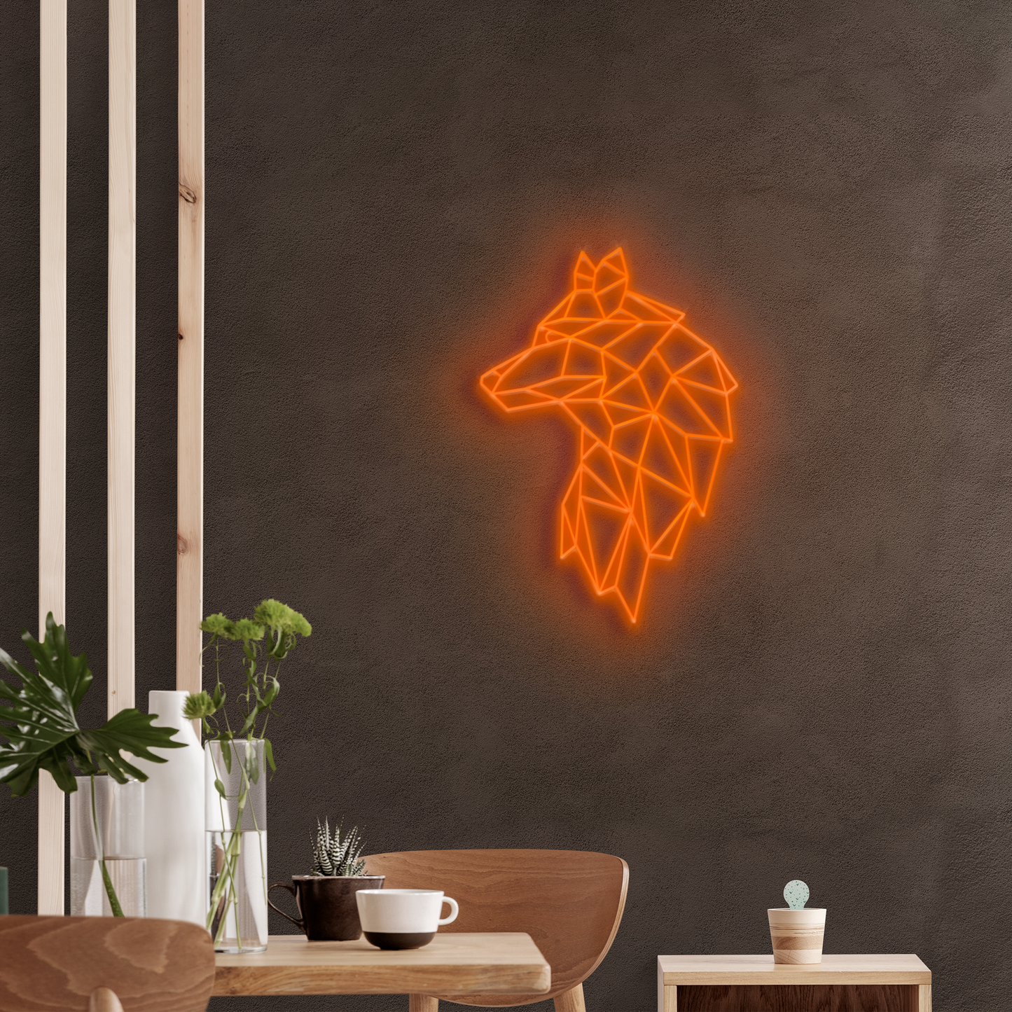 Neón LED Lobo geometrico