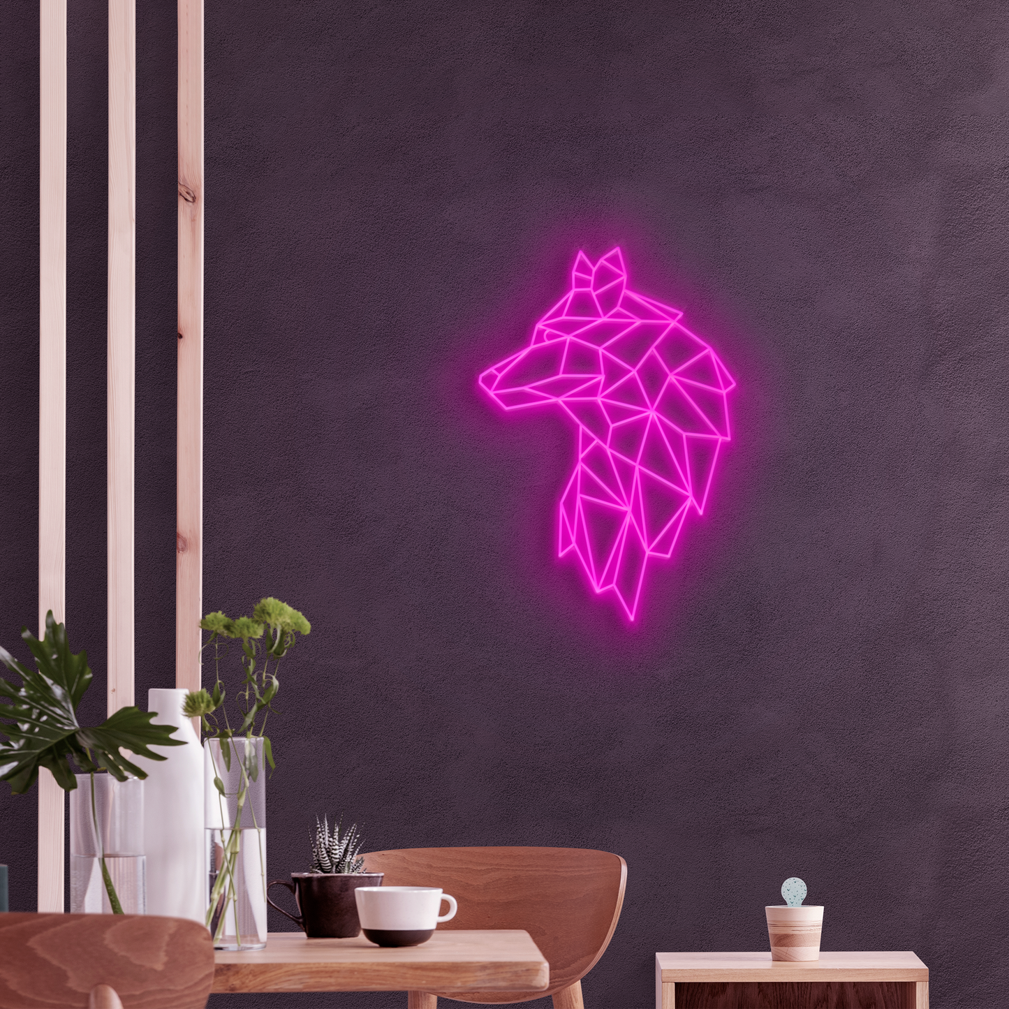 Neón LED Lobo geometrico