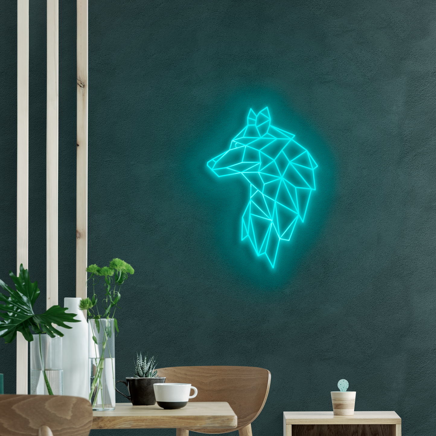 Neón LED Lobo geometrico