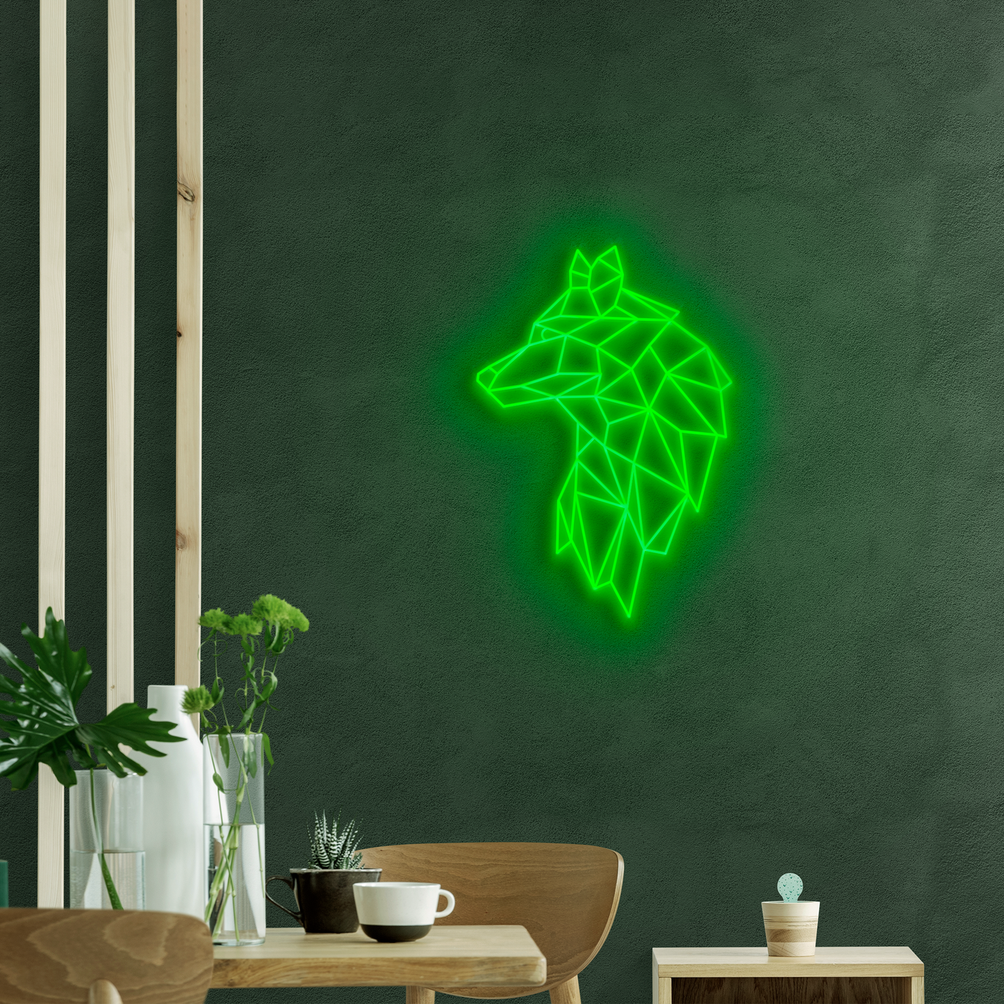 Neón LED Lobo geometrico