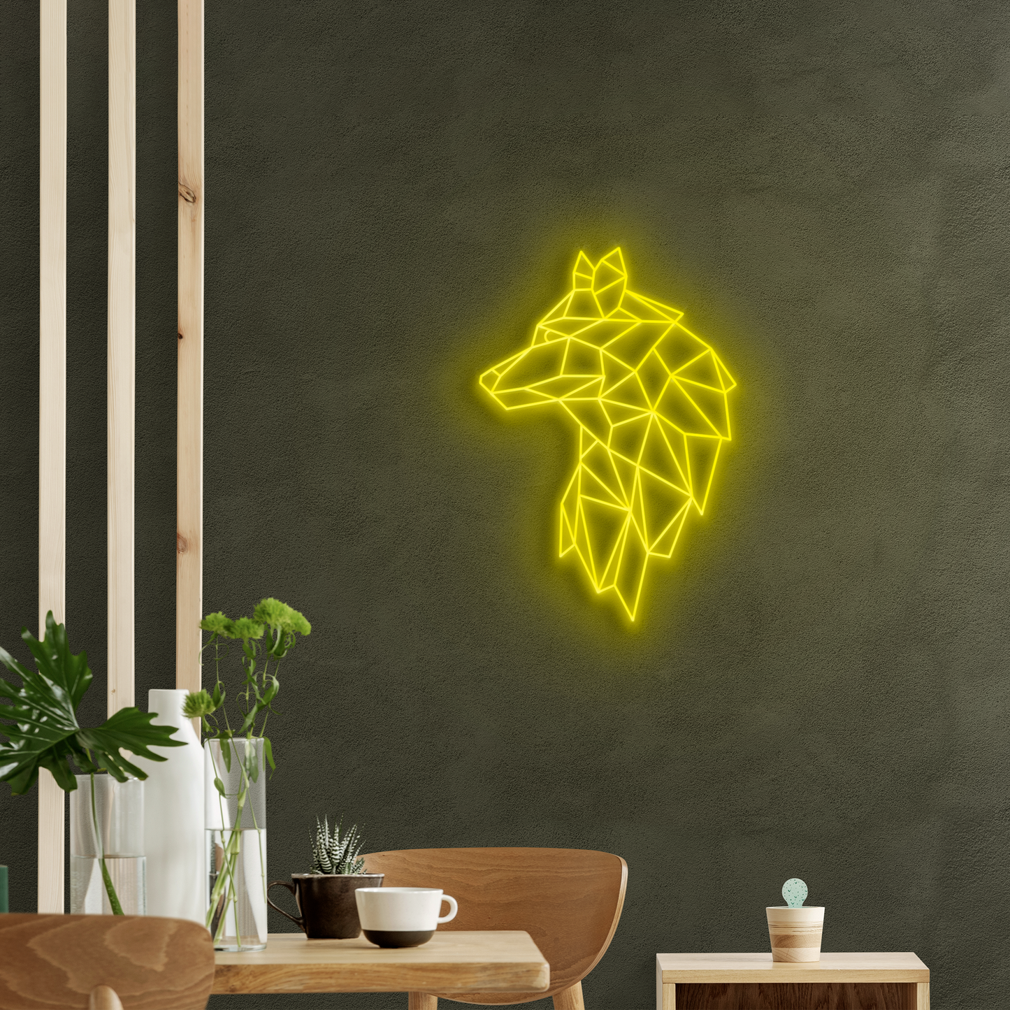 Neón LED Lobo geometrico